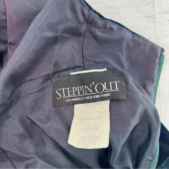 VINTAGE 80s 90s Stepping Out velvet mini prom DRESS - Picture 4 of 8